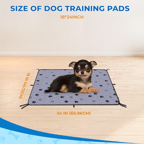 Image of Fostanfly Washable Pee Pads for Dogs, Ultra-Absorbent & Leakproof Reusable Puppy Pads Non-Slip Protects Against Urine Leakage for Potty Training-4 Pack 18 inchx24 inch Add 8 Lanyards