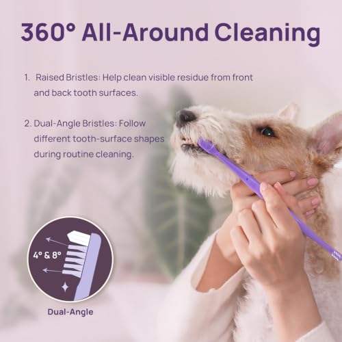 Image of HICC PET Dual-Head Toothbrush for Dogs & Large Cats, Easy Teeth Cleaning | Large and Small Brush Heads with A 16 Handle for Easy Teeth Cleaning for Dogs and Large cats. Toothpaste Not Included.