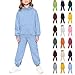 Lounge Sets for Girls 2 Piece Fall Winter Fashion Hoodie Sweatshirt and Jogger Sweatpant Kids Dance (Green, 15-16)