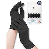 [LINOR]シルク手袋 手荒れ-手袋 寝る時 おやすみ手袋 ナイト手袋 ハンドクリーム 手袋 保湿 ハンドケア uvカット 日焼け防止 レディース シルク 100% うるおい手肌 (ブラック)