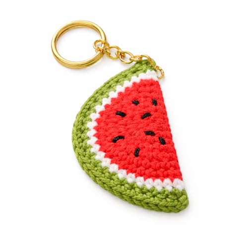 Image of Handmade Crochet Rose Flower Keychain for Women & Girls, Cute Red Flower Key Ring, Soft Yarn Knitted Charm, Romantic Gift, Bag Accessory, Car Key Holder, Aesthetic Handmade Gift
