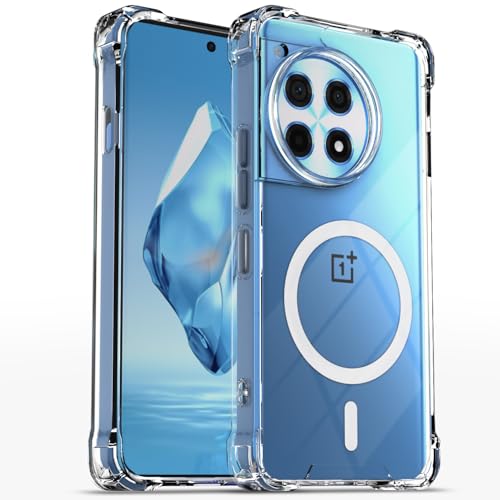 Image of Pikkme Back Cover for OnePlus 12R 5G Mag-Safe Shockproof PC + TPU Protective Case Magnetic Support Bumper Case (Transparent Mag-Safe)