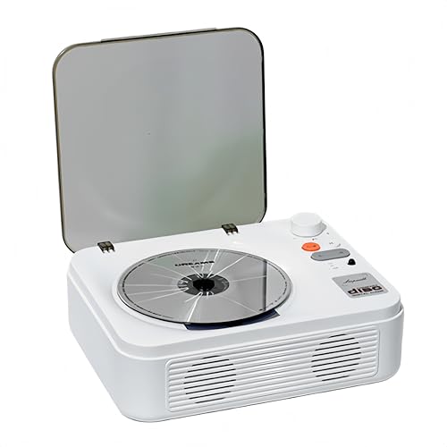 PUSOKEI Reproductor de CD Portátil, Entrada y Salida Bluetooth, Reproductores de CD Retro de Escritorio Recargables con Puerto USB y AUX, Control Remoto