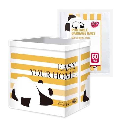 Image of 60PCS Portable Car Trash Bag with Self-Adhesive Strips Disposable Self-Standing Car Garbage Bags Waterproof Leak-Proof Easy Stick-On for Cars Office Kitchen Bedroom Travel and Camping
