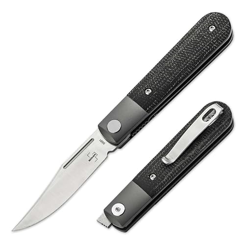 Boker Plus Modern Barlow small Barlow folding pocket knife modern one-hander with flipper ball-bearing gentleman knife with Nitro-V blade Micarta handle & clip