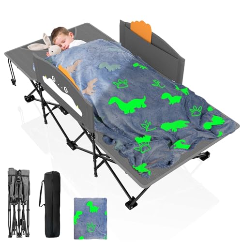 Suteck Toddler Kids Cot, Comfortable Kids Sleeping Cot Easy to Store and Use, Portable Folding Camping Cots for Kids Great for Outdoors