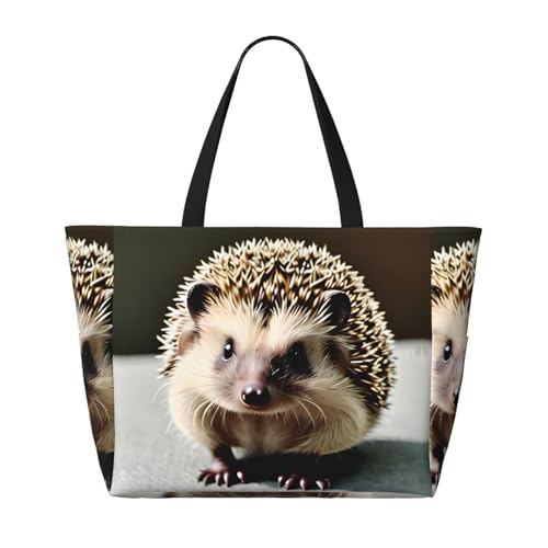 Large Capacity Beach Bag - print Waterproof Travel Bag Cute hedgehog Multi-Pocket Tote for Vacation Gym Women2