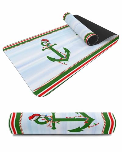 Debedcor Heat Proof Table Pads Waterproof Decorative, Christmas Anchor Non-Slip Table Countertop Protector, Green Coastal Xmas Decor Striped Insulation Mat for Kitchen Room, 40 x 12 Inches