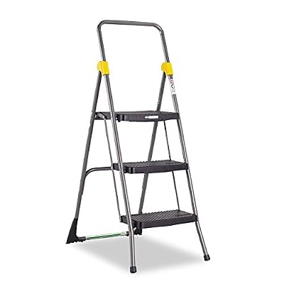 Cosco 11839GGO Commercial 3-Step Folding Stool, 300lb Cap, 20 1/2w x 32 5/8d x 52 1/8h, Gray