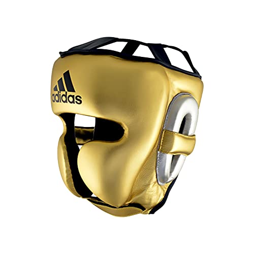 adidas Adistar Pro Boxing Headguard - for Men, Women, Unisex - for Boxing Kick Boxing Protection (Small, Black/Gold)