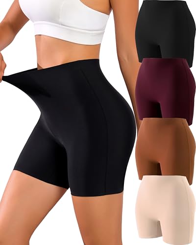 Knowyou Womens Seamless Boy Shorts Underwear No Show Boxer Briefs Stretch High Waisted Panties for Ladies Shorts Anti Chafing