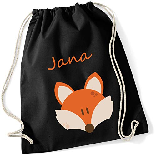 Gymtas met naam gepersonaliseerd & bedrukt | motief vos | stoffen tas schoenentas sporttas voor kinderen jongens… - Image 6