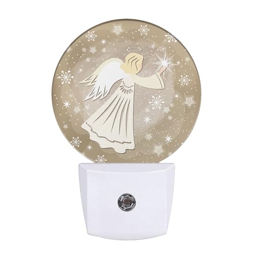 Image of Angel Night Lights Plug into Wall White Angel Wings Cute Plug-in Nightlight Auto on /Off Dim Light Wall Light Sleep Friendly for Boys Girls Room Decor & Holiday Gifts