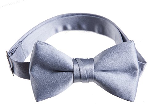 Tuxedo Park Boys' Deluxe Satin Bow Tie Tuxedo Youth Solid Silver