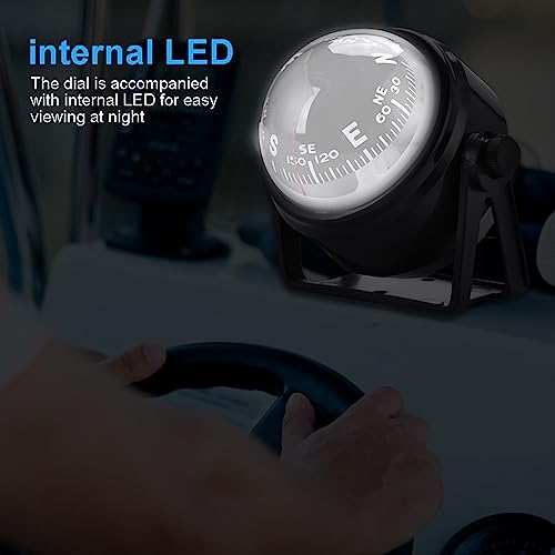 Brújula para Auto y Barco, Montaje Ajustable, LED miniatura 4