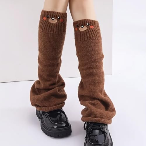 ClawsandPaws Cartoon Frog/Strawberry/Rabbit/Bear Crochet Leg Warmers, Y2K Thick Winter Leg Warmers, Cute Knitted Long Socks4