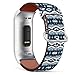 Mingdao Compatible with Fitbit Charge 4 / Charge 3 / Charge 3 SE Patterned Leather Replacement Band , (Blue Aztec Tribal Navajo Pattern)