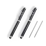AIYIBEN Metal multi-function pen, touch screen stylus, flashlight with white light, infrared, creative Christmas and birthday gifts (2 Black)