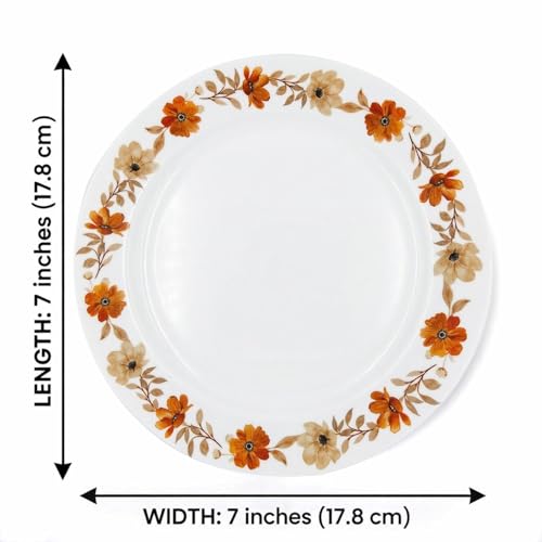 Image of Melamine Quarter Plates | Round Half Plate Serving Set| Break Resistant | Plates for Snacks, Lunch, Dinner | Plates for Home, Office, Restaurant | Set of 6 | 7 Inch's (Marie Gold)