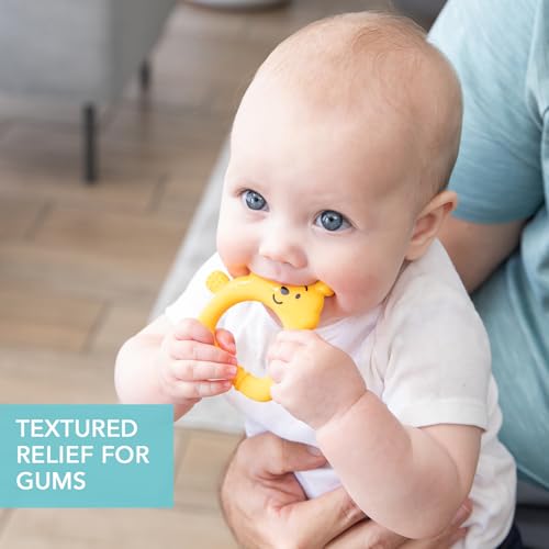 Image of Bumkins Disney Baby Teething Freezer Toy Keys Rings, Soft Flexible Platinum Silicone Pacifier to Chew, Cool Teether Gum Relief, Essentials for Babies 3 Months, Freezable, Sensory, Winnie The Pooh