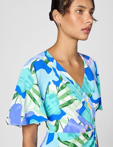 Image of Maggy London Women's Maggy London Women's Dresses Short Flutter Sleeve Faux Wrap Midi Dress
