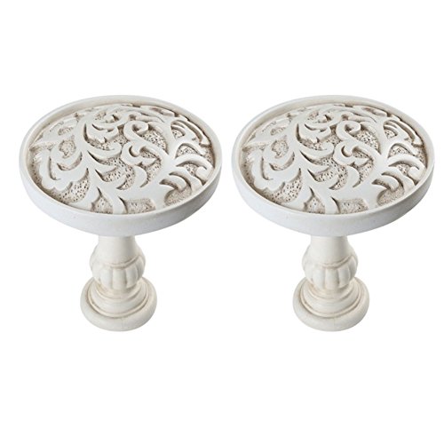 YYC 2 Stück Französischer Stil Blumenranken Medaillon Draperie Halter Curtian Wandhaken Vorhangstange (weiß)