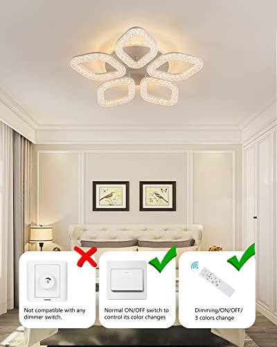 Sjv Dimmable Modern Ceiling Light Fixture: 22 Inch 55W Led Flush Mount Ceiling Lights 4400Lms Ceiling Lamp With Remote 3 Colors Change Lighting Fixtures For Bedroom, Living Kitchen Dining Room #TOP4