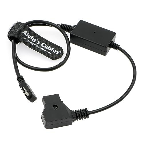 Alvin's Cables USB-C Type-C PD Right Angle to D-tap Power Cable 5V 3A| 9V 2A| 12V 1.5A Quick Charging Cable for Cameras Transmitter 45cm|18inches