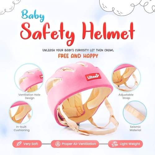 Image of Baby Safety Products Combo | LILTOES Baby Head Protector + Edge Guard for Safety of Kids 6M to 3 Years | Baby Safety Helmet with Corner Guard Protection (Pink+Corner)