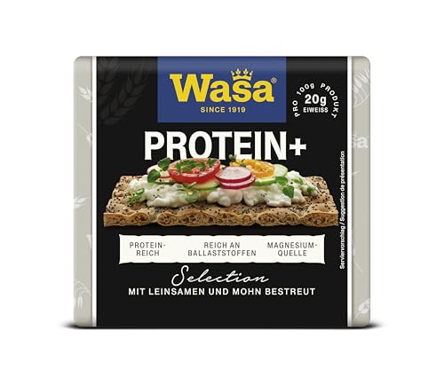 Wasa Selection Protein+ 200g I Knäckebrot aus 41% Weizenvollkornmehl, mit Leinsamen und Mohn verfeinert