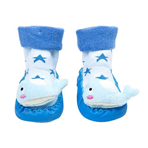 TDwear Infant Baby Cotton Booties Anti Slip Floor Slipper Shoes Socks Grippers Winter Warm Nursling Crib Shoes (Whale, 12-18 Months)