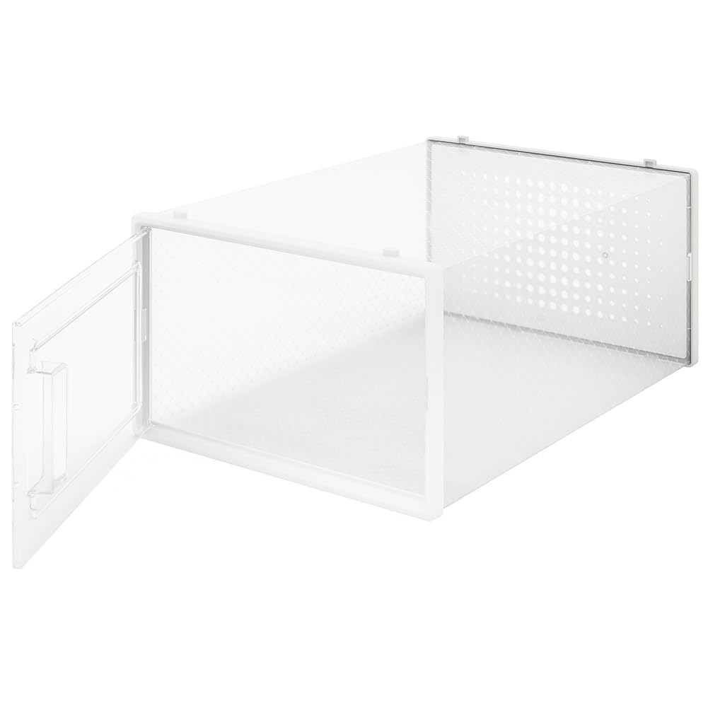 BAKAJI 6 x Scatole Portascarpe Impilabili con coperchi, Assemblaggio Facile, Porta Scarpe Salvaspazio Trasparenti, Contenitori Box Organizer Portaoggetti, Sneakers (Set 6 Pz, 33.5 x 23 x 14.5 cm)