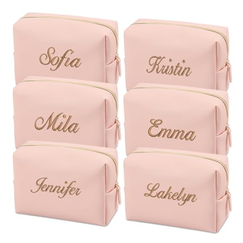 GOPHIE Embroidered Large Make up Bag,Personalized Skincare Bag,Cosmetic Travel Bags