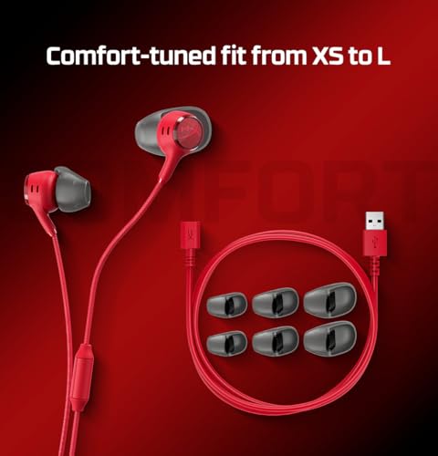 Image of HyperX Cloud Earbuds III S - Wired Earbuds, PC; Nintendo Switch; Console Controller, Dynamic; 14.3 mm Driver, Silicone Ear Tips, Red, (BN7S2AA)