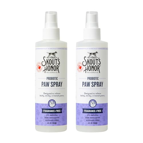 Image of Skout's Honor Probiotic Paw Spray for Dogs - Microbiome-Friendly Certified - Alcohol-Free, Fragrance-Free & Non-Medicated - Supports Healthy Skin & Relieves Itchy, Stinky Paws, 8 oz, 2-Pack