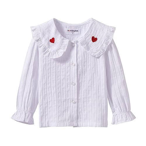 Image of Mud Kingdom Girls Blouse Shirts Spring Fall Long Sleeve Button-Down Top Ruffle Collar