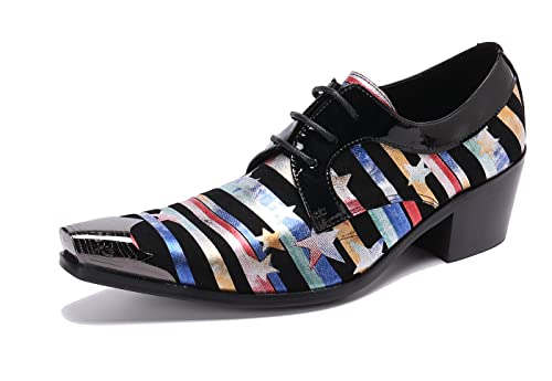 Santimon Men's Fashion Metal Plain Toe Genuine Leather Lace-Up Comfort Casual Dress Oxfords Shoes