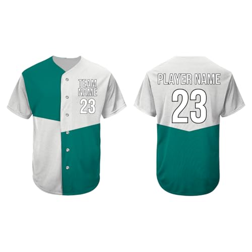 SGS SPORTS GEAR SWAG Custom Baseball Jersey, Personalized Short Sleeve & Sleeveless Jerseys with Name/Number, Uniform Set for Men, Women, Youth, and Kids, White - Green