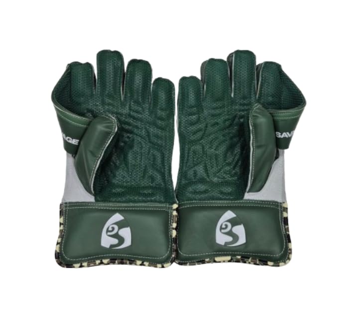 Image of SG Savage Mens-Green- Wicket Keeping Gloves-Mens (17+)