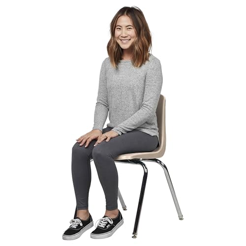 Image of FDP 18 inch School Stack Chair,Stacking Student Seat with Chromed Steel Legs and Swivel Glides for Classroom, Homeschool or Office - Sand, 11561-SD