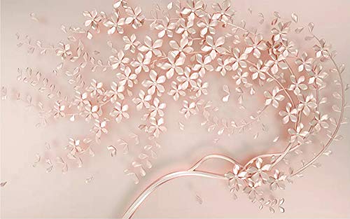 Mural Wallpaper Rose Gold Flower Wallpaper 3D Murals for Bedroom Wallpaper Living Room Art Deco,400cmX280cm