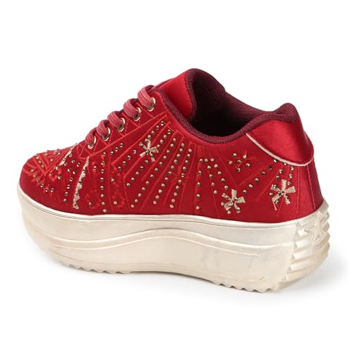 Image of Vendoz Women Wedding Party Golden Sneakers