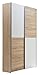 Stella Trading ALADIN Schwebetürenschrank, Eiche Sonoma Optik / Weiß - Moderner Mehrzweckschrank Garderobenschrank mit viel Stauraum - 125 x 195 x 38 cm (B/H/T)