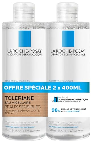 La Roche-Posay Toleriane - Agua micelar para pieles sensibles (2 x 400 ml)