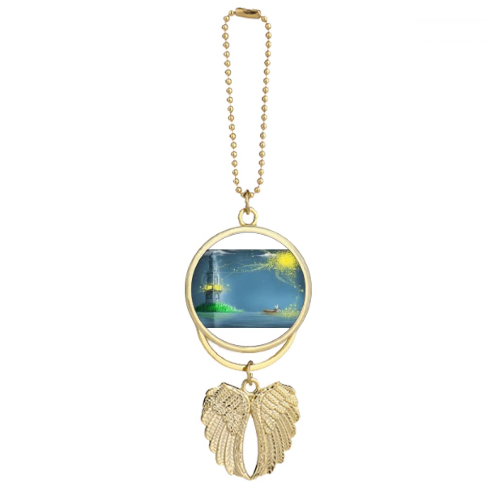 DIYthinker Silent Night Lighthouse Fairy Fuying Painting Car Keychain Angel Wing Pendant