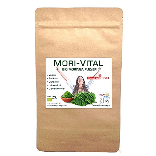 Lebensfreudeverlag Bio-Moringa PREMIUM 500 g en bolsa 100% puro Moringa en polvo de hoja de moringa garantía ecológica - Sin gluten, sin lactosa, vegana! ¡Solo lo mejor para tu cuerpo!