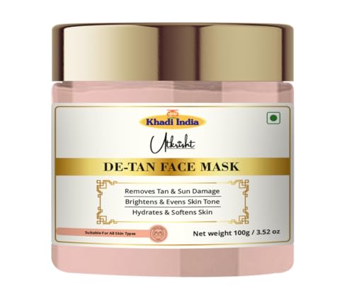 Image of Khadi De-Tan Face Mask 100g | For Breakouts, Tanning & Glowing Skin | With Cherry & Aloe Vera | Removes Dirt & Impurities | All Skin Types | Tan Removal Face Mask for Men & Women