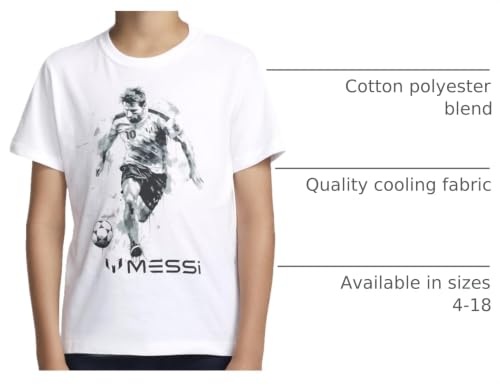 Image of Messi Boys' Lifestyle Short Sleeve T-Shirt, Slim-fit Graphic Tee, Cotton Blend Fabric