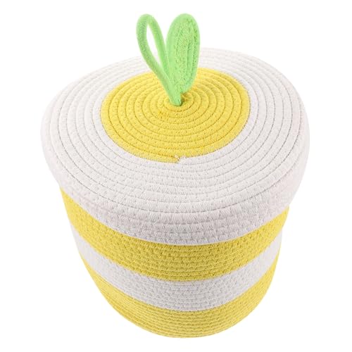 Unomor Cotton Rope Basket Lidded Storage Basket Round Decorative Home Organizer
