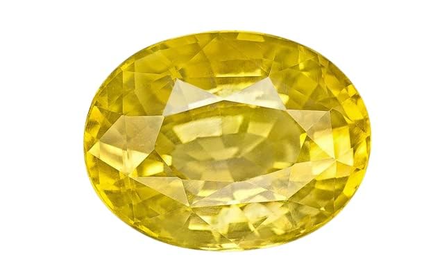 Saphir jaune Pukhraj 7,25 Ratti : pierre précieuse naturelle de Ceylan